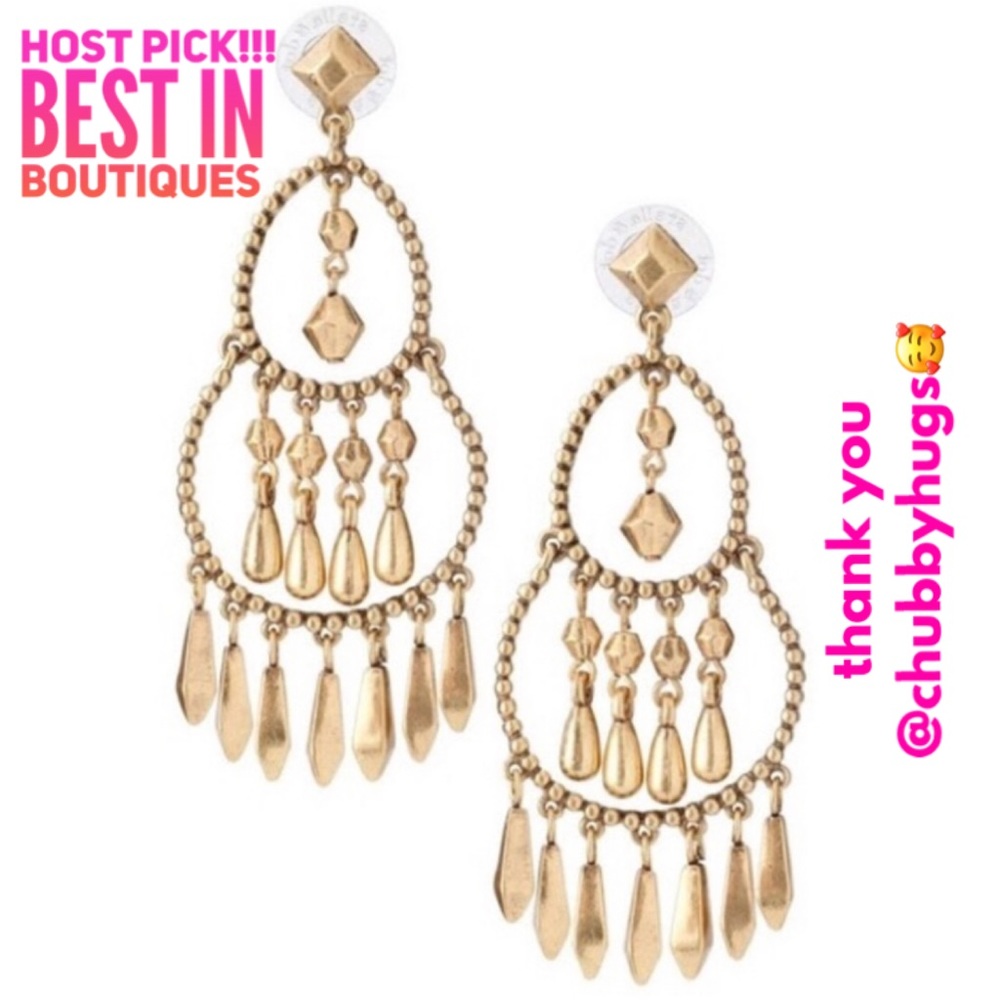 Stella & Dot | Vintage Gold Reverie Chandelier Shoulder Duster Tiered Ea…
